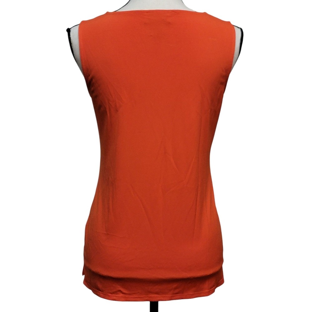 Carmen Marc Valvo Orange Zipper Blouse Womens XS Sleeveless Career Office Date - Picture 5 of 6